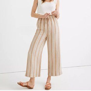 NWT MADEWELL Smocked Huston Pull-On Crop Pants in Stripe
